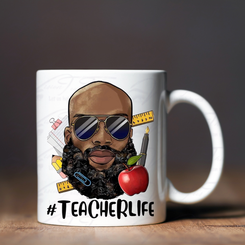 Black Bald Man Teacher Life Mug
